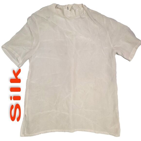 Women's 100% Silk Size XL Short Sleeve Top Shirt SDK403 - Picture 1 of 2